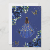 Chic Royal Blue Flowers Princess Quinceañera Save The Date (Rückseite)