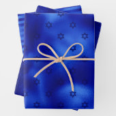 Chic Royal Blue Foil Hanukkah Wrapping Paper Sheet Geschenkpapier Set (Beispiel)