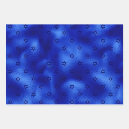 Chic Royal Blue Foil Hanukkah Wrapping Paper Sheet Geschenkpapier Set (Vorderseite)