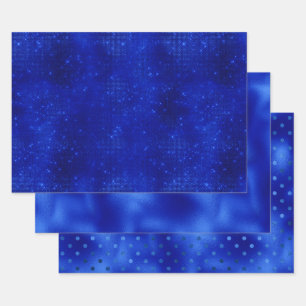 Chic Royal Blue Foil Hanukkah Wrapping Paper Sheet Geschenkpapier Set