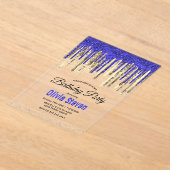 Chic Royal Blue Gold Glitzer Tropfen Geburtstag Acryleinladungen (Ablage )