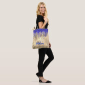Chic Royal Blue Gold Glitzer Tropfen Monogramm Tasche (Am Model)