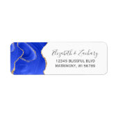Chic Royal Blue Gold Wedding Rücksendeadresse (Vorne)