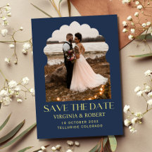 Chic Royal Blue Navy Save the Date Foto Wedding