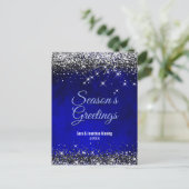 Chic Royal Blue Silber Glitzer Weihnachten Neues J Postkarte (Stehend Vorderseite)