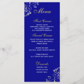 Chic Royal Blue Silver Swirl Wedding Menü Menükarte (Vorderseite)