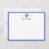 Chic Royal Blue Sloth Nursery Note Card Einladung (Vorderseite)
