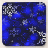 Chic Royal Blue Snowflake Motif Getränkeuntersetzer (Vorderseite)