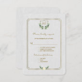 Chic Royal Gold Wappen Grüne Hochzeit RSVP (Vorne/Hinten)