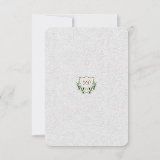 Chic Royal Gold Wappen Grüne Hochzeit RSVP (Rückseite)