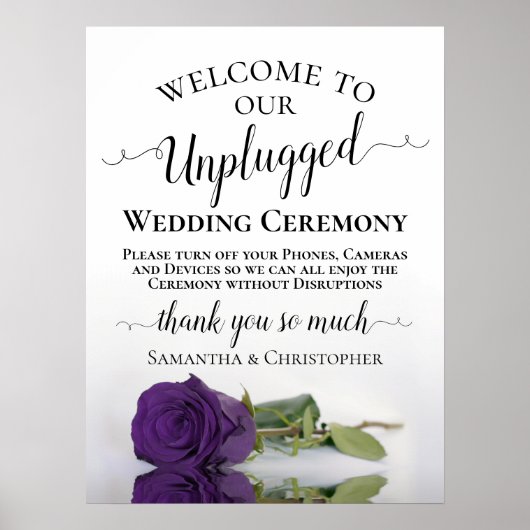 Chic Royal Lila Rose Unplugged Wedding Zeremonie Poster (Vorne)