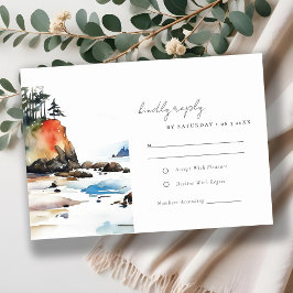 Chic Ruby Beach Olympiapark Wedding RSVP Karte
