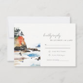 Chic Ruby Beach Olympiapark Wedding RSVP Karte (Vorderseite)