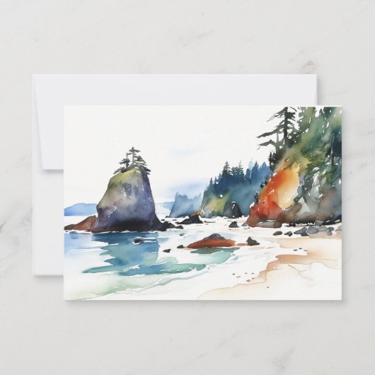 Chic Ruby Beach Olympiapark Wedding RSVP Karte (Rückseite)