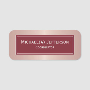 Chic Ruby Dark Red, Luxus Rose Gold Metallic Pink Namensschild
