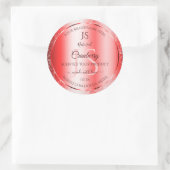Chic Ruby Red Soft Glitzer Product Labels Monogram Runder Aufkleber (Tasche)