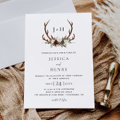 Chic Rustic Antlers Boho Wedding Einladung