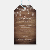 Chic Rustic Barn Wood Wedding Calligraphy Willkomm Geschenkanhänger (Rückseite)
