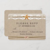 Chic Rustic Beach Starfish Lace Wedding RSVP (Vorne/Hinten)