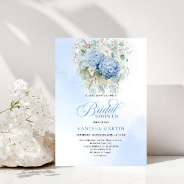 Chic Rustic Bohemian Blue Hydrangeas Bridal Shower Einladung
