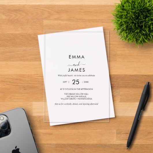 Chic Rustic Boho Akryllische Hochzeitseinladung Acryleinladungen (Insitu (Einladungskarte))