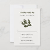 Chic Rustic Boho Green Retro Botanische Hochzeit R RSVP Karte (Vorderseite)