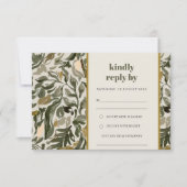 Chic Rustic Boho Green Retro Botanische Hochzeit RSVP Karte (Vorderseite)