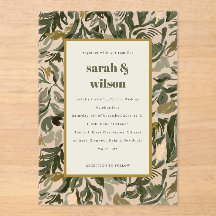 Chic Rustic Boho Retro Green Botanical Wedding