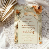 Chic Rustic Boho Terra Cotta Ivory Floral Wedding Einladung