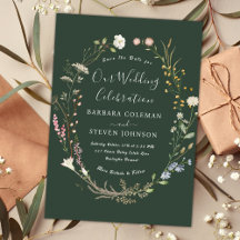 Chic Rustic Boho Wildblume Forest Green Wedding