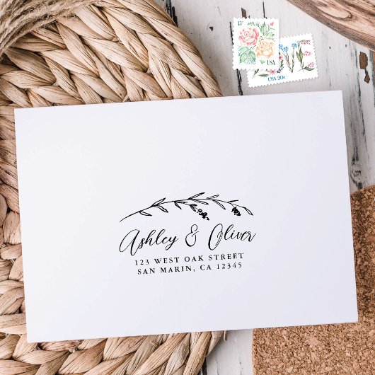 Chic Rustic Boho Wildblume Wedding Rücksendeadress Permastempel