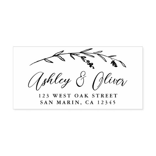 Chic Rustic Boho Wildblume Wedding Rücksendeadress Permastempel (Design)