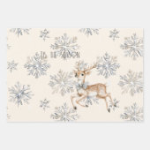 Chic Rustic Christmas Cream Deer Snowflakes Geschenkpapier Set (Vorderseite)