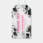 Chic Rustic Cow Print Hot Pink 30th Birthday Party Geschenkanhänger (Vorderseite)