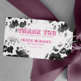 Chic Rustic Cow Print Hot Pink 30th Birthday Party Geschenkanhänger