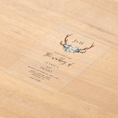 Chic Rustic Floral Antlers Wedding Acryleinladungen (Ablage )