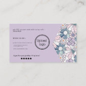 Chic rustic floral lila Logo Ordnung danke Visitenkarte (Rückseite)