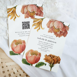 Chic Rustic Floral QR Code UAwg Wedding Einladung