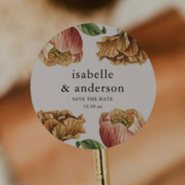 Chic Rustic Floral Wedding Save the Date Runder Aufkleber
