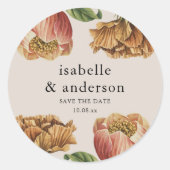 Chic Rustic Floral Wedding Save the Date Runder Aufkleber (Vorderseite)