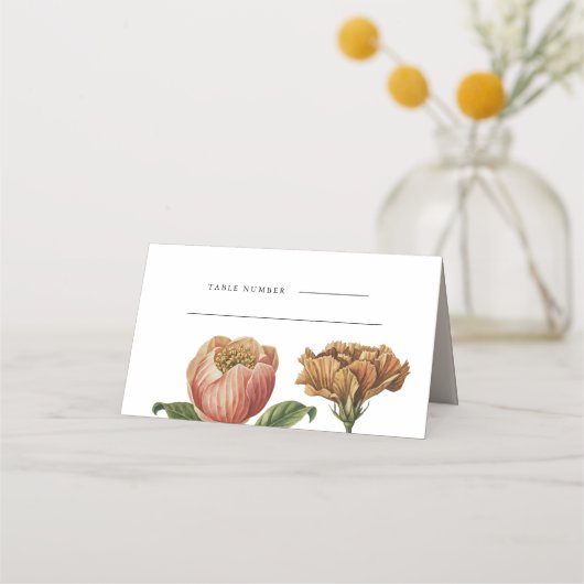 Chic Rustic Floral Wedding Table Platzkarte (Vorderseite)