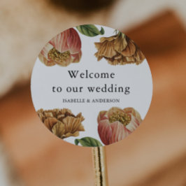Chic Rustic Floral Wedding Willkommen Runder Aufkleber