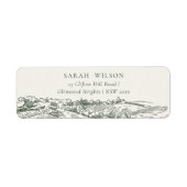 Chic Rustic Green Winery Mountain Sketch Adresse (Vorne)
