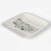 Chic Rustic Green Winery Sketch Hochzeit Pappteller (Gewinkelt)