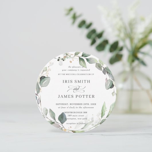 Chic Rustic Greenerie Leafy Foliage Einladung (Stehend Vorderseite)