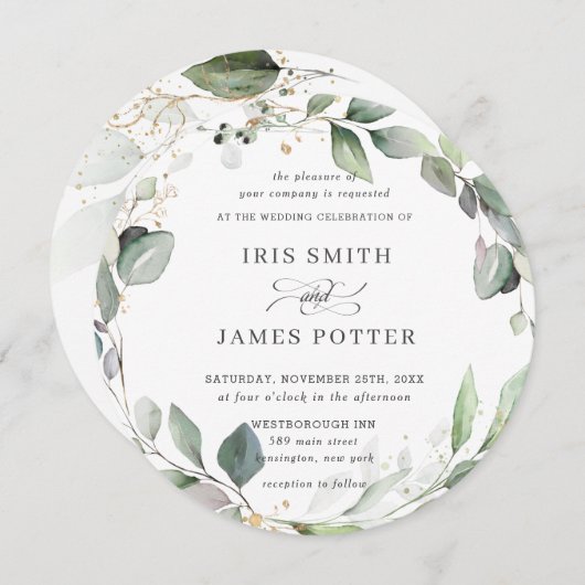 Chic Rustic Greenerie Leafy Foliage Einladung (Vorne/Hinten)