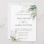 Chic Rustic Greenery Leafy Foliage Wedding Einladung (Vorderseite)