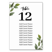 Chic Rustic Greenery Tischnummer Seating Chart (Rückseite)