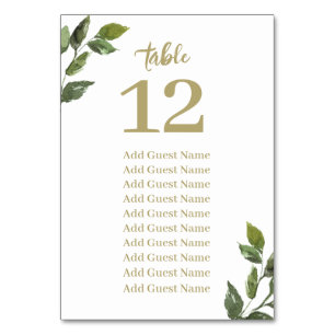 Chic Rustic Greenery Tischnummer Seating Chart
