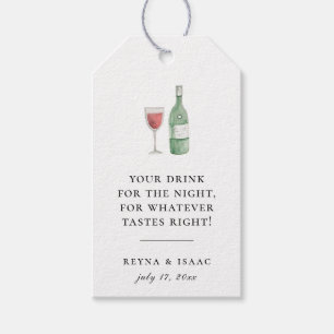 Chic Rustic Illustriert Wedding Drink Gefallen Geschenkanhänger